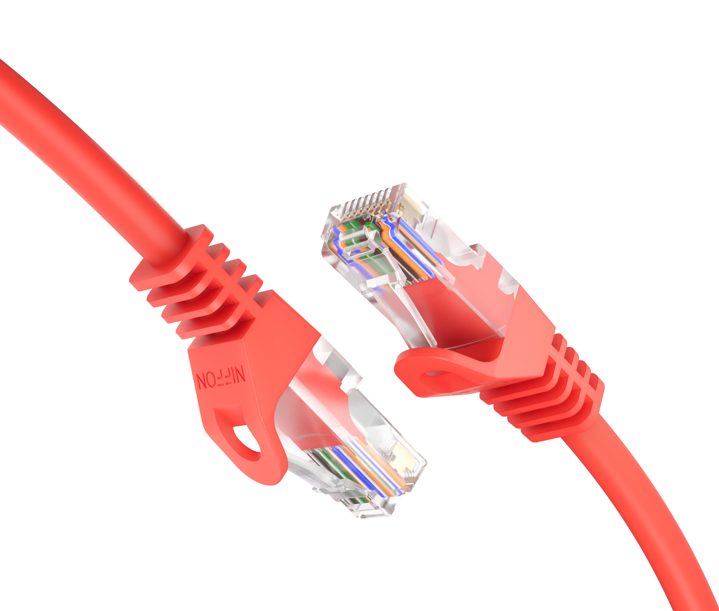 CAT6a Patch Cable, U/UTP, 24AWG, 550MHz, Pure Bare Copper, Snagless RJ45, Bend Series Ethernet Red