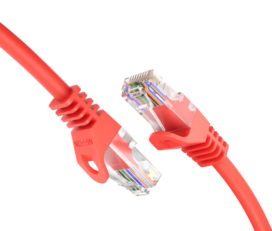CAT6a Patch Cable, U/UTP, 24AWG, 550MHz, Pure Bare Copper, Snagless RJ45, Bend Series Ethernet Red
