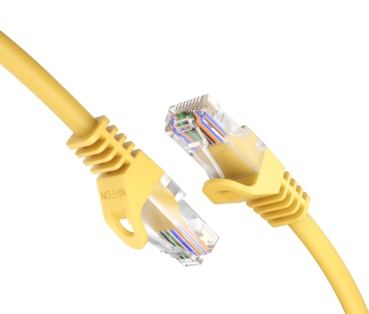 CAT6a Patch Cable, U/UTP, 24AWG, 550MHz, Pure Bare Copper, Snagless RJ45, Bend Series Ethernet Yellow