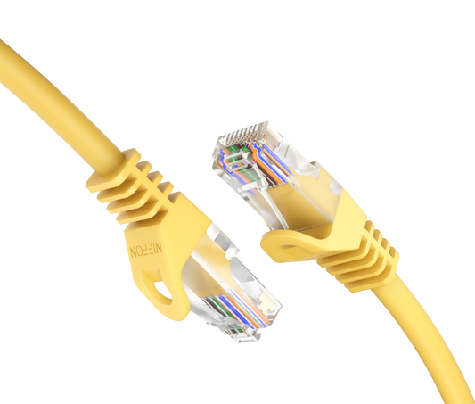 CAT6a Patch Cable, U/UTP, 24AWG, 550MHz, Pure Bare Copper, Snagless RJ45, Bend Series Ethernet Yellow