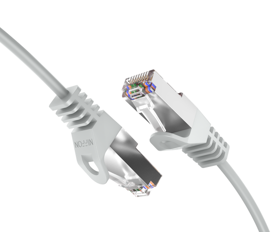Cat6a Slim Shielded Patch Cable, 30AWG, 10G, Pure Bare Copper, Snagless RJ45, Flex Series Ethernet Cable Grey