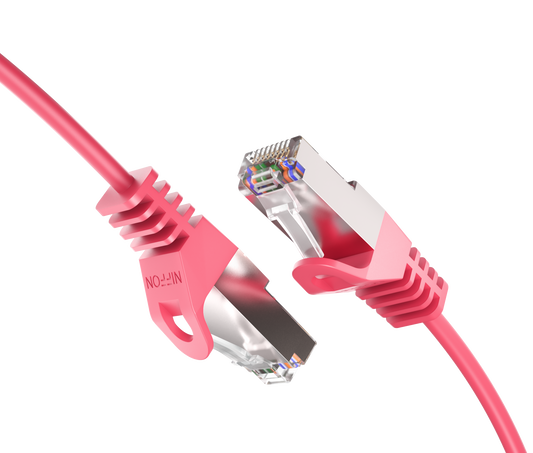Cat6a Slim Shielded Patch Cable, 30AWG, 10G, Pure Bare Copper, Snagless RJ45, Flex Series Ethernet Cable Red