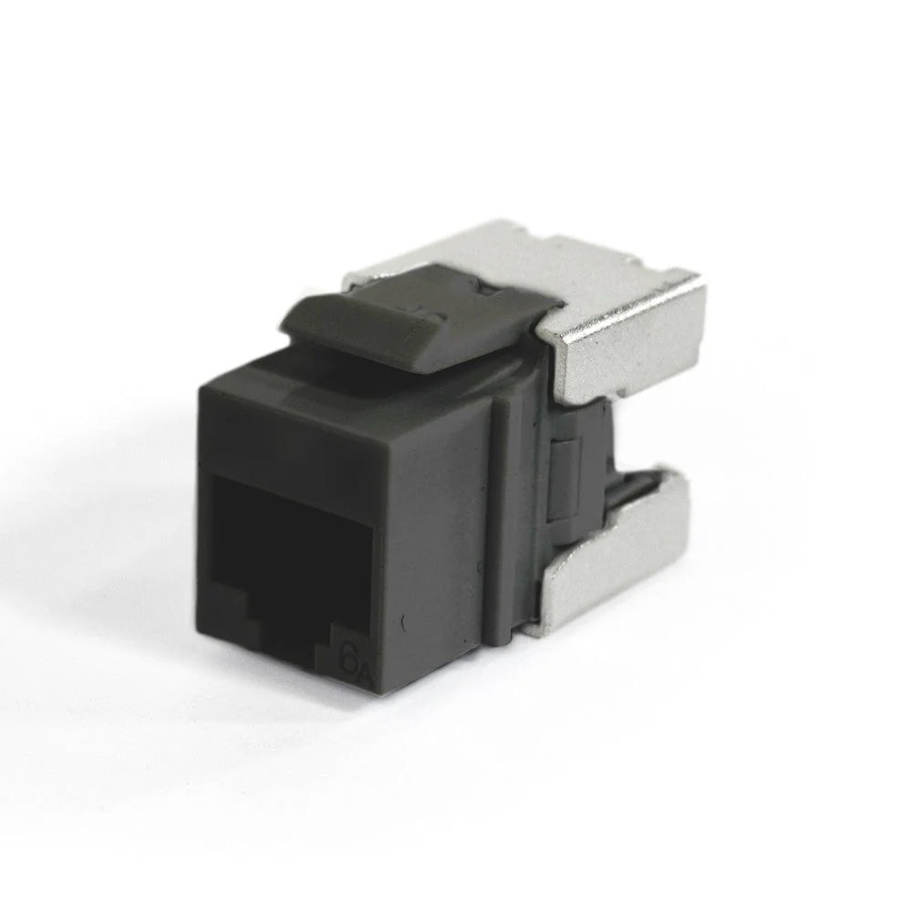 Universal Cat6A, UTP, RJ45 Modular Keystone Jack - QUICK TOOL Compatible - Black - Pack of 10