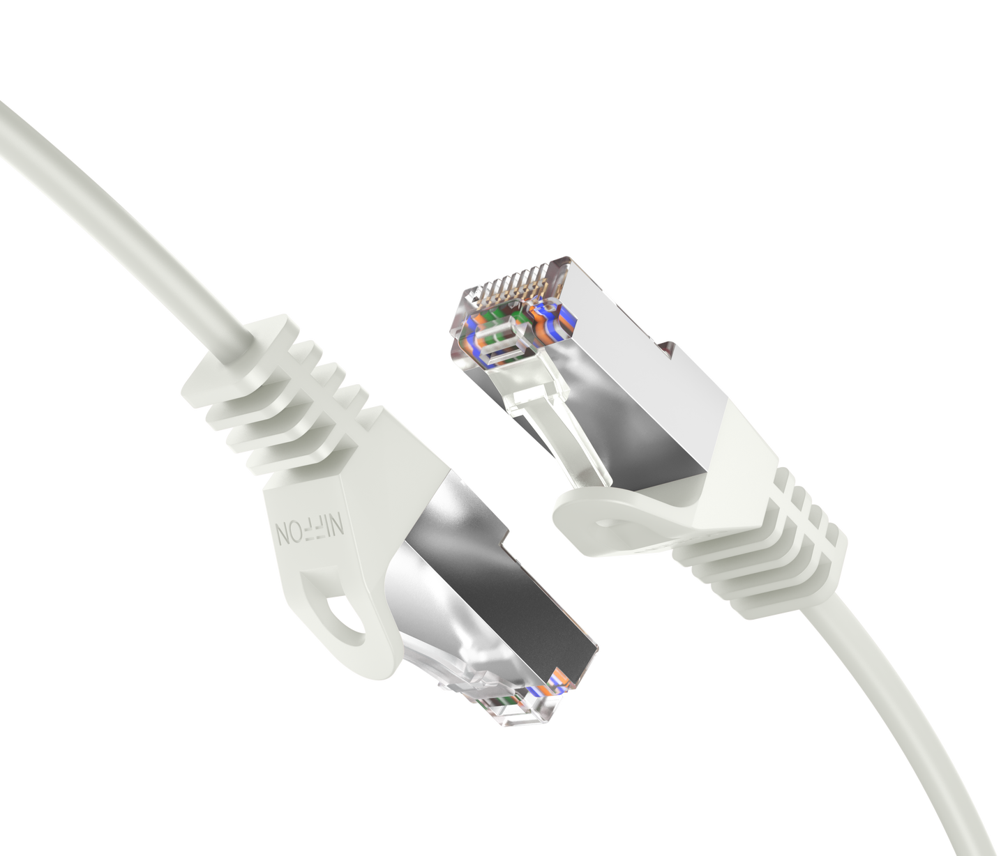 Cat6a Slim Shielded Patch Cable, 30AWG, 10G, Pure Bare Copper, Snagless RJ45, Flex Series Ethernet Cable White