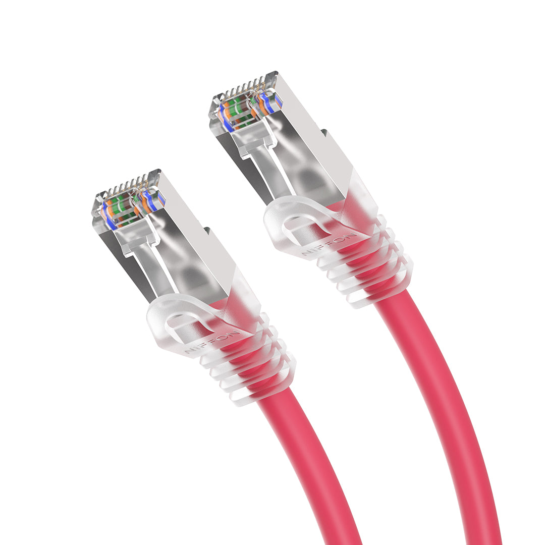 Cat6a Patch Cable, Double Shielded (S/FTP), 26AWG, 10G, Pure Bare Copper, Snagless RJ45, Bend Series Ethernet Cable Red