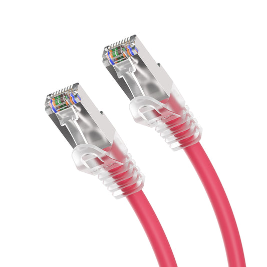 Cat6a Patch Cable, Double Shielded (S/FTP), 26AWG, 10G, Pure Bare Copper, Snagless RJ45, Bend Series Ethernet Cable Red