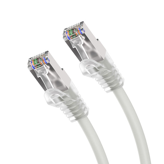 Cat6a Patch Cable, Double Shielded (S/FTP), 26AWG, 10G, Pure Bare Copper, Snagless RJ45, Bend Series Ethernet Cable White