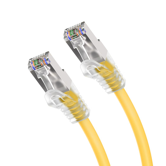 Cat6a Patch Cable, Double Shielded (S/FTP), 26AWG, 10G, Pure Bare Copper, Snagless RJ45, Bend Series Ethernet Cable Yellow