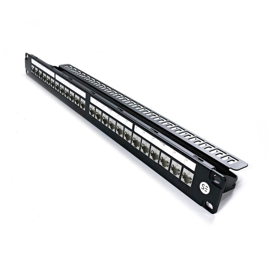 NIFFON 24 Port Patch Panel 1RU, UTP Shielded and CAT6A 10GbE Shielded Female / Female Coupler KIT