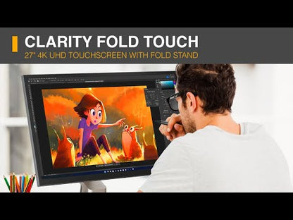 Clarity Fold Touch 27" 4K UHD Monitor with 65W Power Delivery, Webcam, Touchscreen & Fold Stand